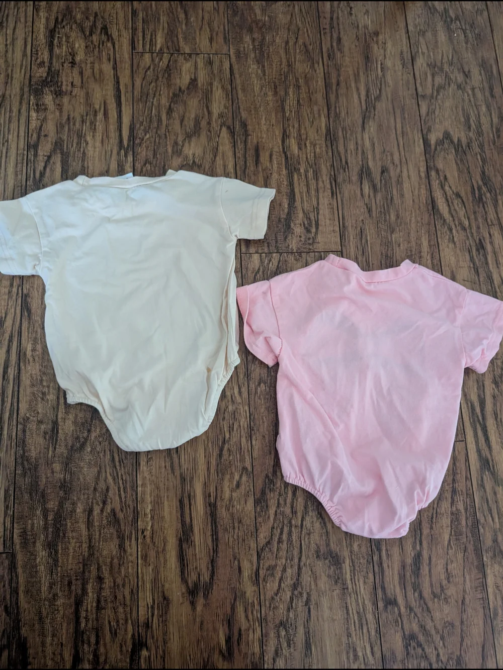 💥3/$24 Set Of 2 Baby Girls Pink and Cream Baseball Bow One-Piece Bodysuits